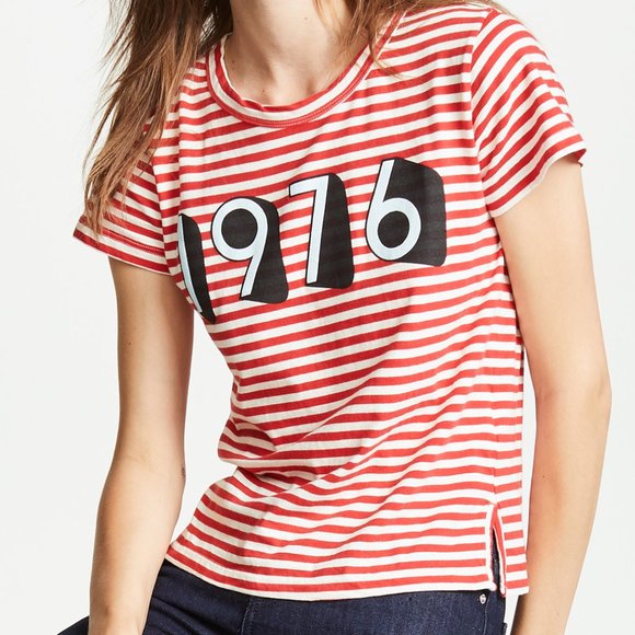 Current/Elliott Tops - Current/Elliott 1976 Red White Striped Boy Tee, M